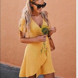 Lulu’s Golden wrap dress